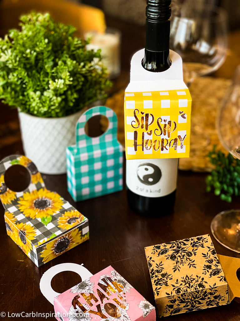 Sip Sip Hooray Wine Bottle Hanging Box Printable (SVG and PDF formats)
