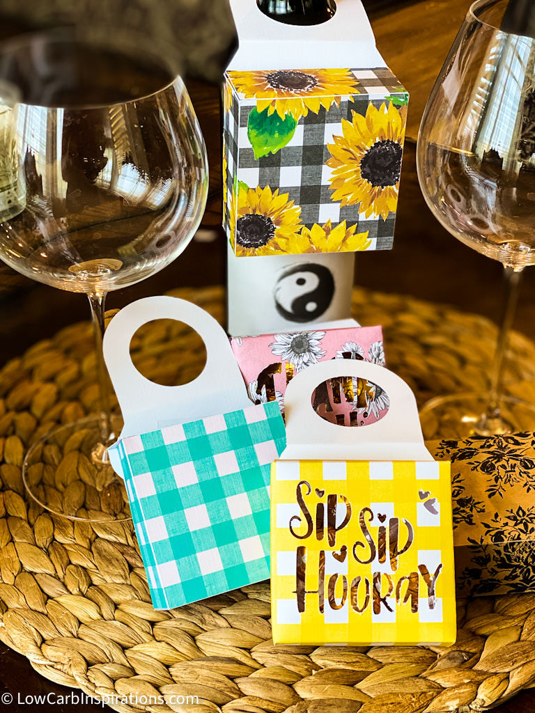 Sip Sip Hooray Wine Bottle Hanging Box Printable (SVG and PDF formats)