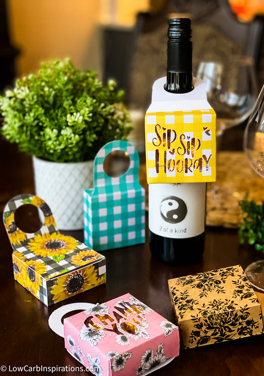 Sip Sip Hooray Wine Bottle Hanging Box Printable (SVG and PDF formats)