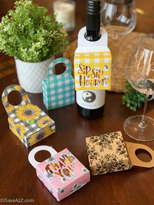 Sip Sip Hooray Wine Bottle Hanging Box Printable (SVG and PDF formats)