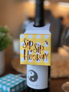Sip Sip Hooray Wine Bottle Hanging Box Printable (SVG and PDF formats)