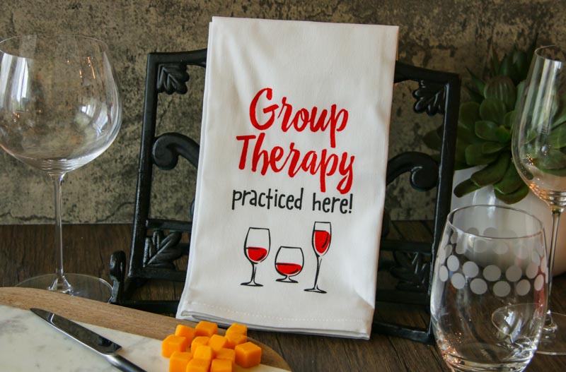 Group Therapy Practiced Here Kitchen Towel